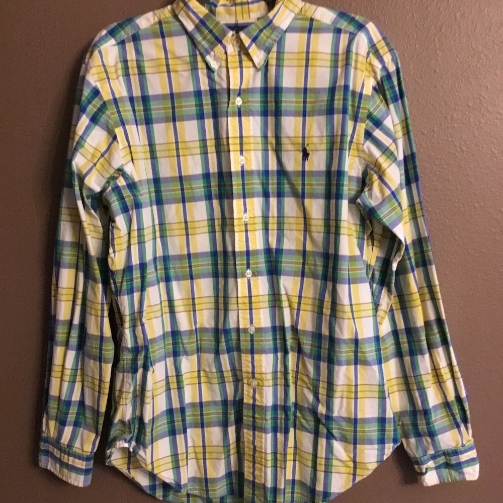 Ralph Lauren plaid custom fit shirt size L large